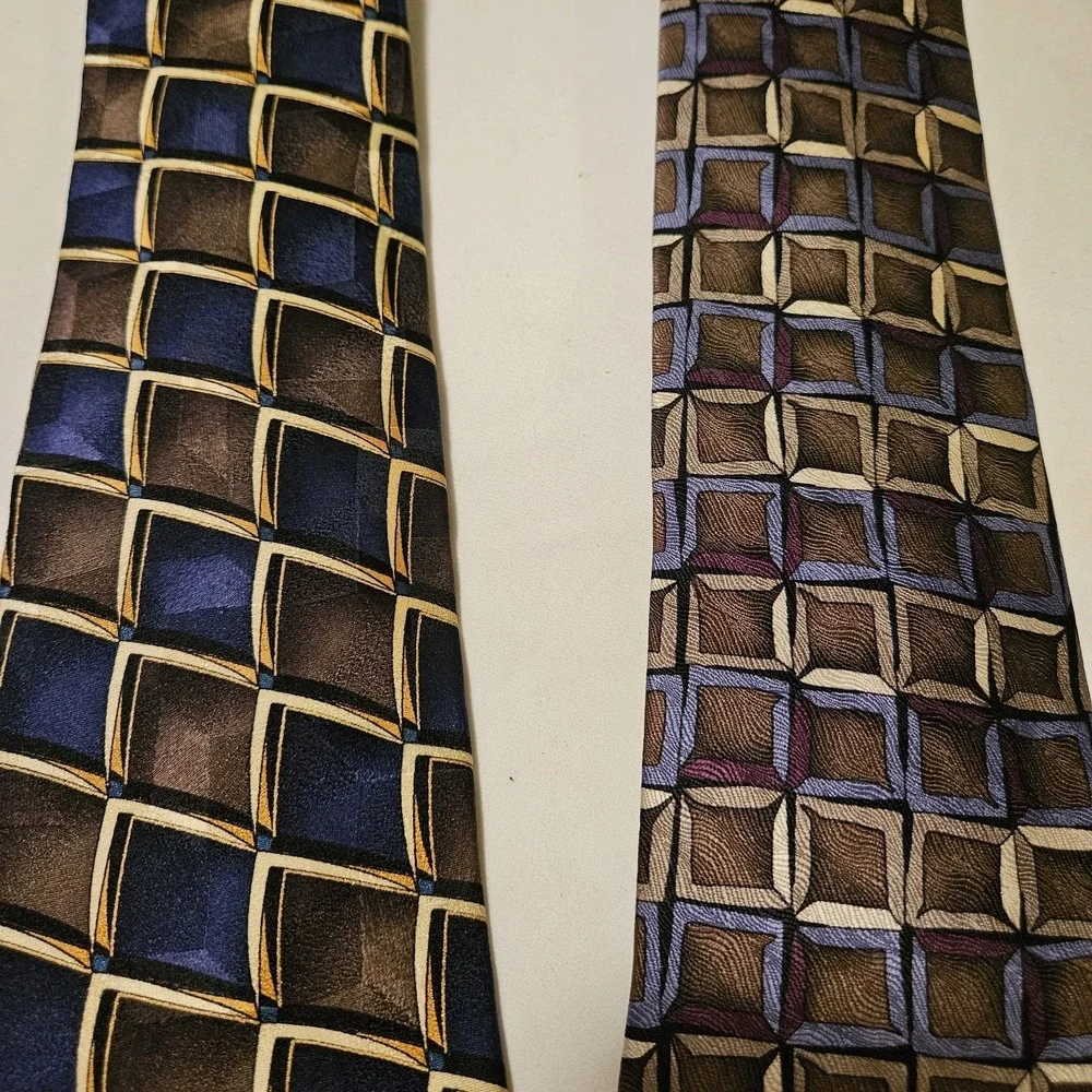 Ziggurat Mulberry Neckwear Silk‎ Necktie Tie Lot 2~Geometric